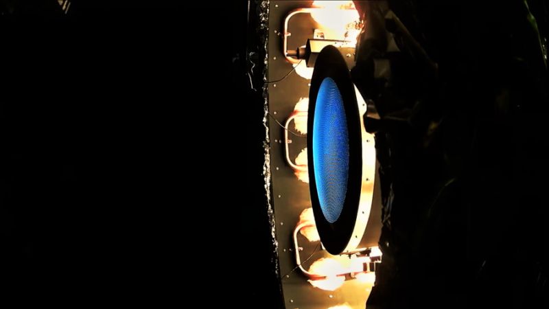 NEXT-C thruster during thermal vacuum testing at NASA’s Glenn Research Center