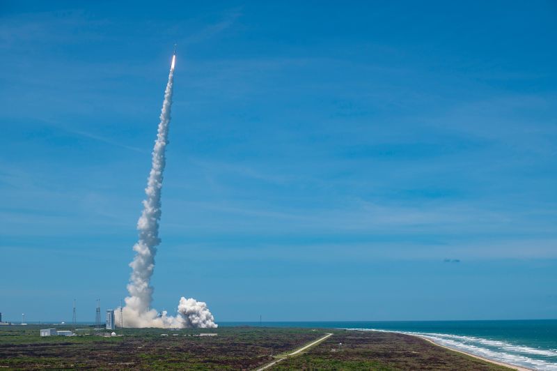 An Atlas V rocket launched the SBIRS GEO-5 satellite from Cape Canaveral Space Force Station on May 18, 2021. The launch marked the first operational use of Aerojet Rocketdyne’s RL10 engine equipped with 3D-printed components. Credit: United Launch Alliance