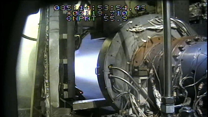 Aerojet Rocketdyne completes a successful series of hot-fire tests of an advanced air-breathing hypersonic engine under the USAF’s Medium Scale Critical Components program. Some of the camera titling has been removed for a clearer image.