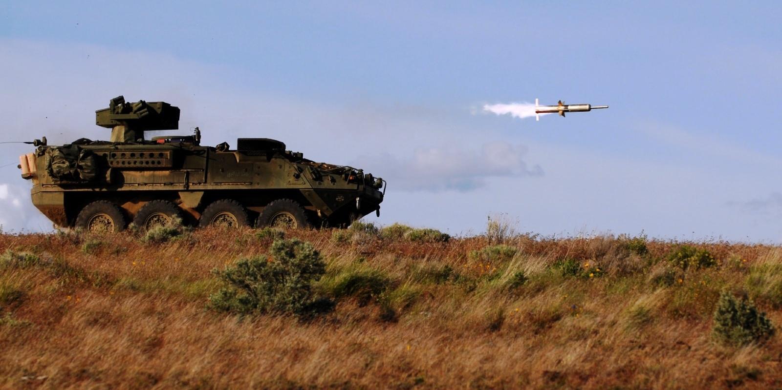 May 28, 2011-Soldiers in C Company 52nd Infantry Regiment, 3rd Stryker Brigade Combat Team, 2nd Infantry Division fire a TOW missile from their Anti-Tank Guided Missile (ATGM) Stryker during a live fire range Yakima Training Ctr.
