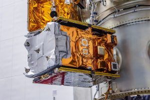 June 25, 2019 - The GPIM spacecraft is shown attached to the inside of the Falcon Heavy rocket prior to the STP-2 launch on June 25, 2019. Image credit: SpaceX