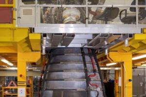 RS-25 engine, 2057, is slated for the Artemis III, the third flight of NASA’s Space Launch System. The photo was taken at Aerojet Rocketdyne’s facility located at NASA’s Stennis Space Center.