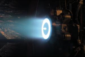 Aerojet Rocketdyne’s Advanced Electric Propulsion System development thruster for the AEPS program operated at full power during testing at NASA Glenn, August 2019.