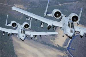 Two A-10C Thunderbolt II aircraft fly in formation during a training exercise at Moody Air Force, Ga., on March 16, 2010. (U.S. Air Force photo by Airman 1st Class Benjamin Wiseman)