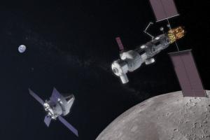 NASA’s Gateway will serve as an operational outpost in orbit around the Moon. Aerojet Rocketdyne’s AEPS thrusters will be employed on Gateway’s Power & Propulsion Element. Credit: NASA